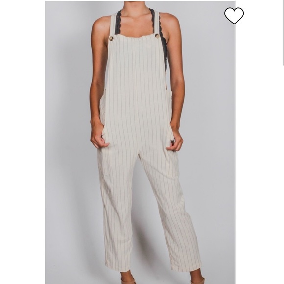 Blu Pepper Pants - Day to Day Blu Pepper Cream Grey Striped Overalls